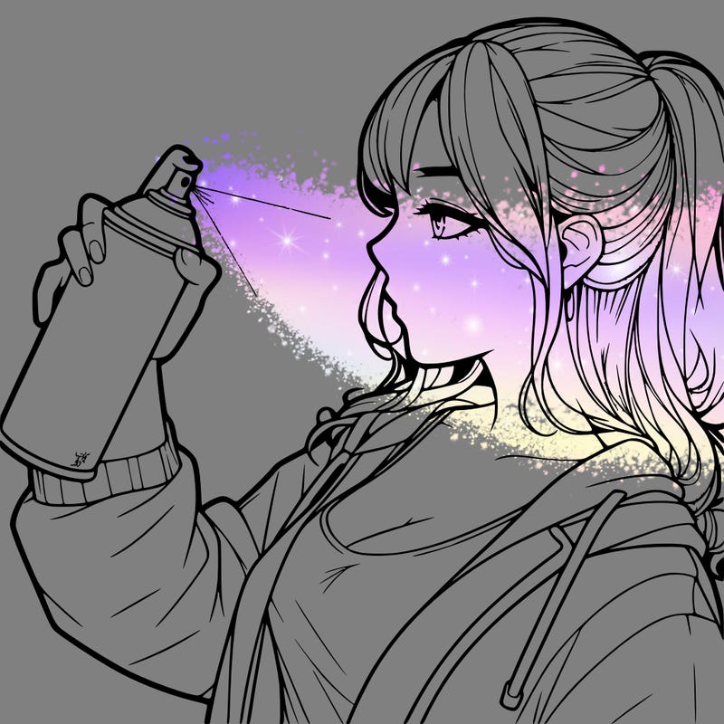 a realistic girl spray, painting