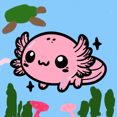 cute easy baby axolotl