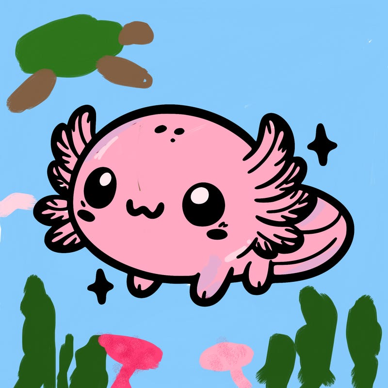 cute easy baby axolotl