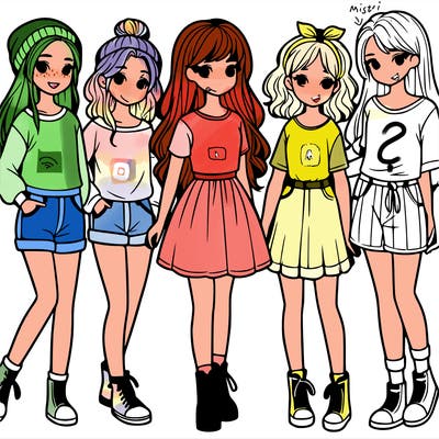 a group of five girls