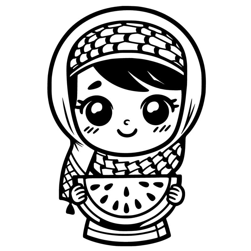 palestinian girl with watermelon