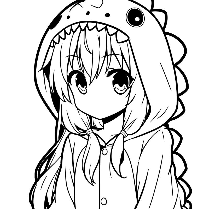anime girl in a dinosaur onesie