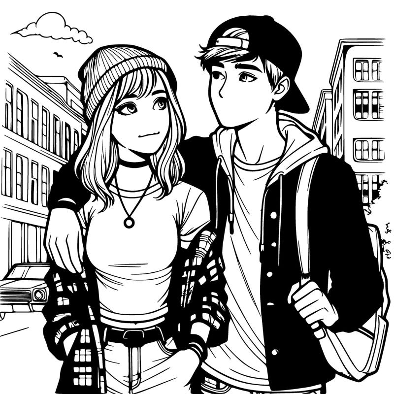 realistic couple street teens