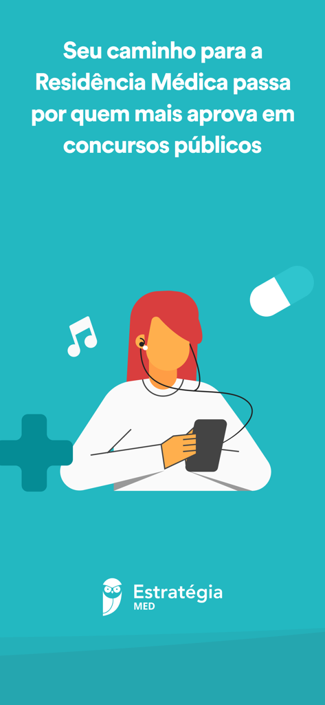 Illustration of a person studying for medical residency using the Estrategia MED app