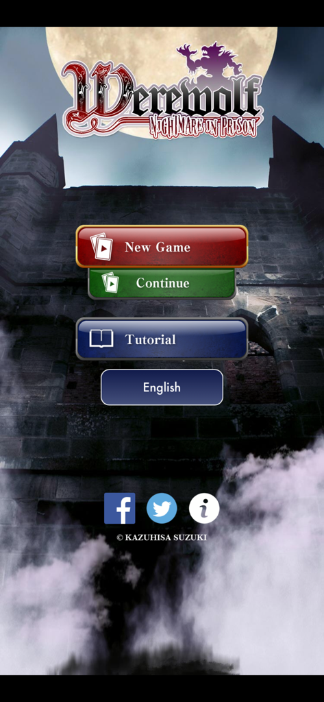 Werewolf Special Package - Main menu screen of Werewolf Special Package game featuring New Game and Tutorial buttons over a spooky moonlit castle.