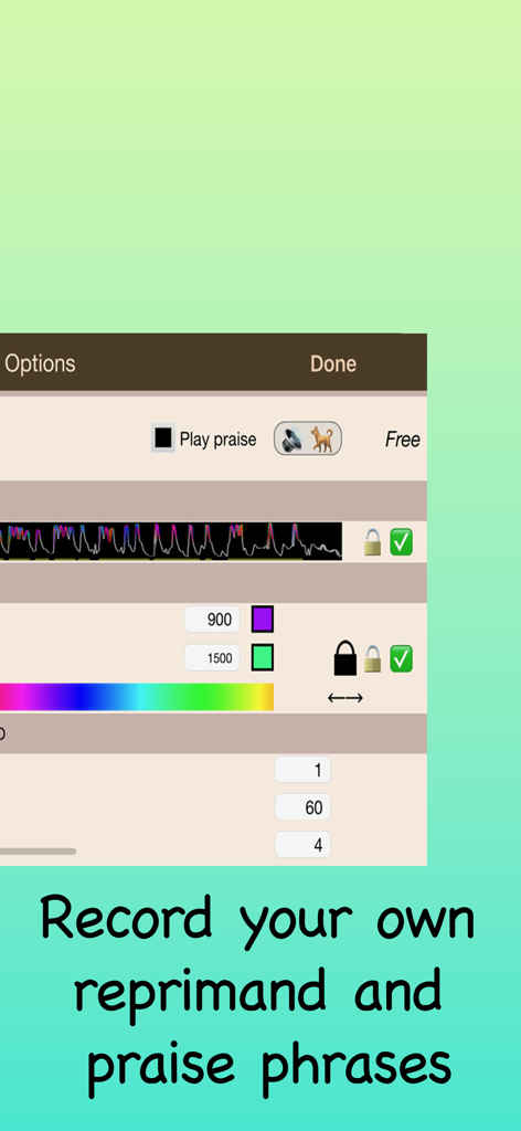 Barking Dog Monitor & Control - Interface for recording custom voice reprimands and praise phrases for dog training