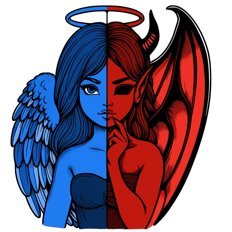 realistic angel half demon