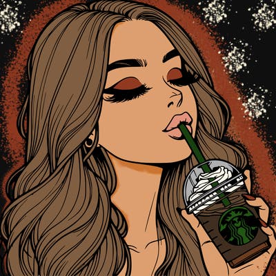 realistic girl drinking starbucks