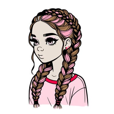 realistic girl with braids