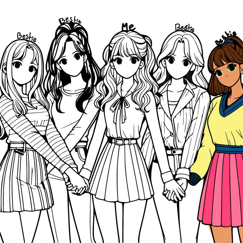 group of girls holding hands realistic