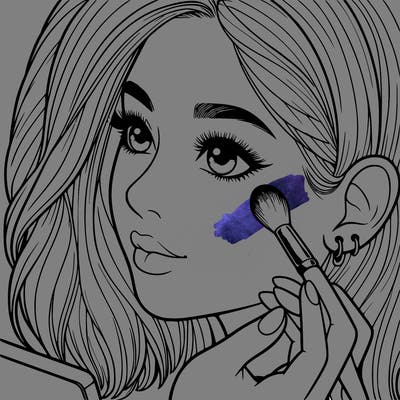 a realistic girl doing her makeup