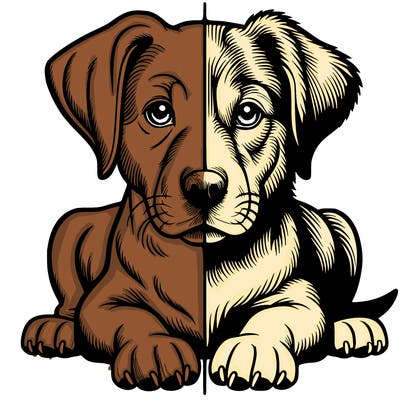 realistic dog split picture