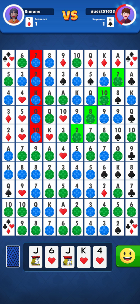 A multiplayer match in Wild Jacks Card Game showing the card board and player avatars