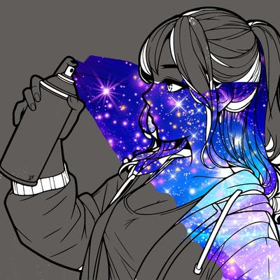 a realistic girl spray, painting