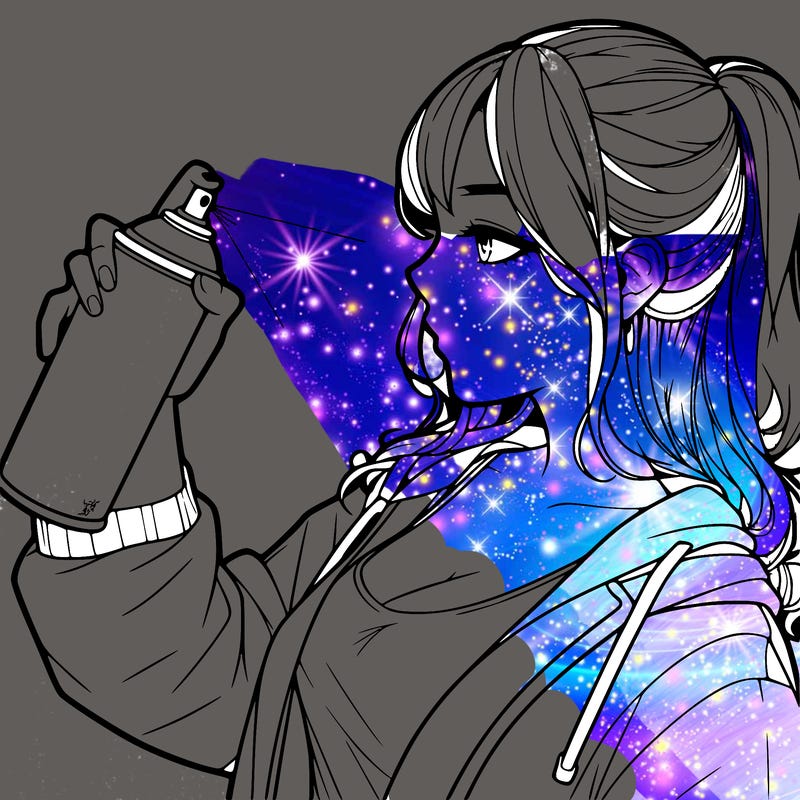 a realistic girl spray, painting