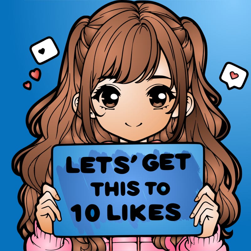 girl holding up sign that says let’s get this to 10 likes realistic