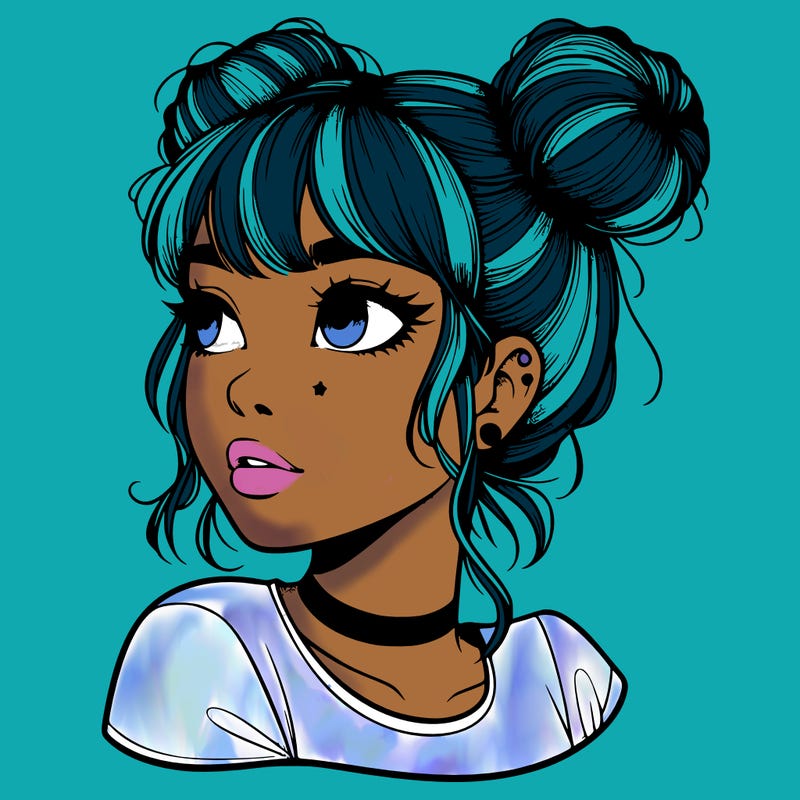 realistic girl with spacebuns