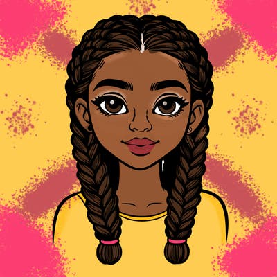 realistic girl with braids