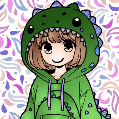 girl with dinosaur hoodie