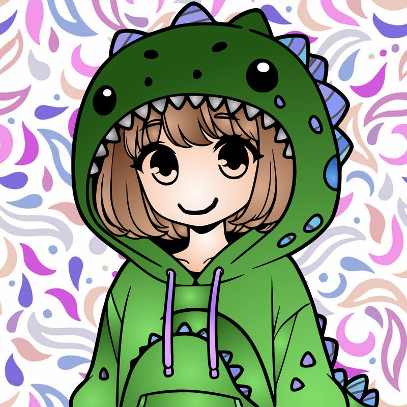 girl with dinosaur hoodie