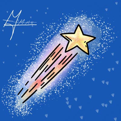a shooting star in the sky