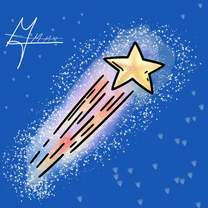 a shooting star in the sky
