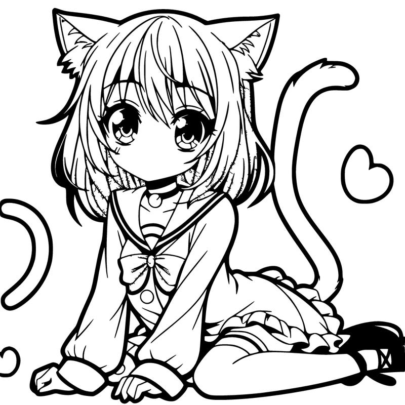 anime girl cat