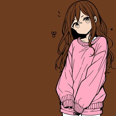 manga teen girl  in a sweater and baggy pants