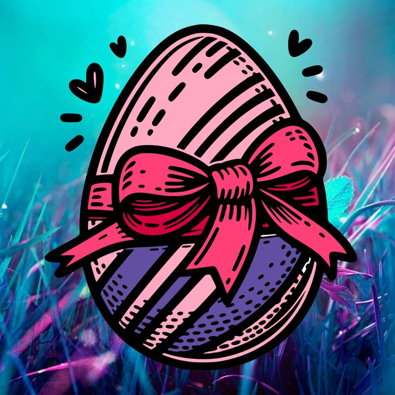 large chocolate egg with ribbon