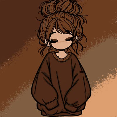 girl with baggy sweatshirt and messy bun