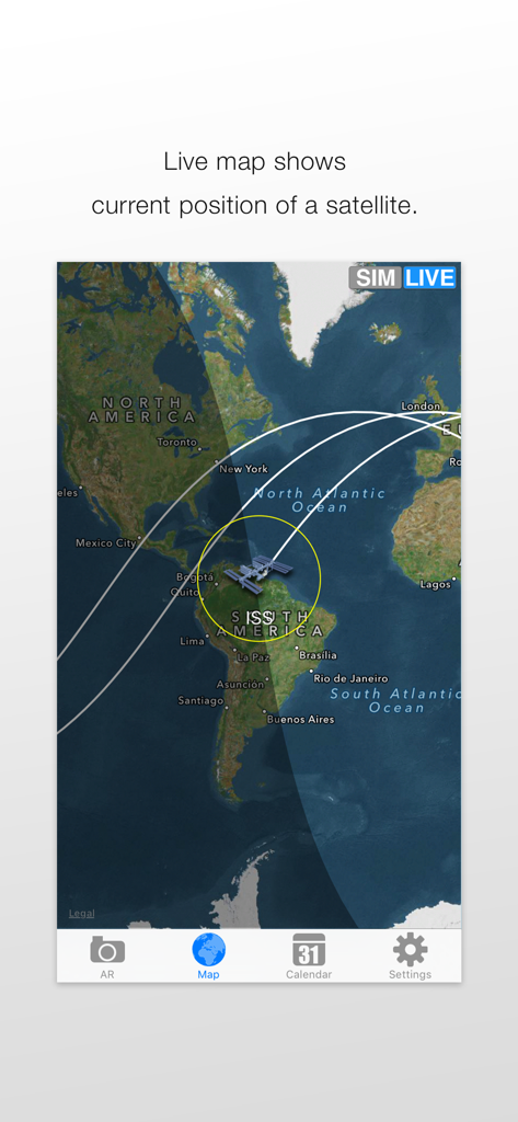 SpaceStationAR - Live world map tracking the current position and orbital path of the International Space Station.