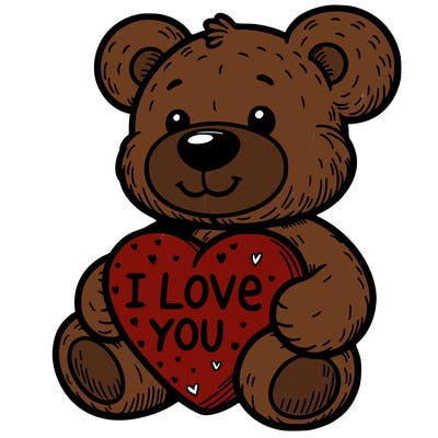 teddy bear holding an i love you heart
