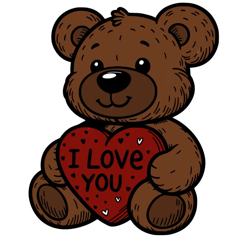 teddy bear holding an i love you heart