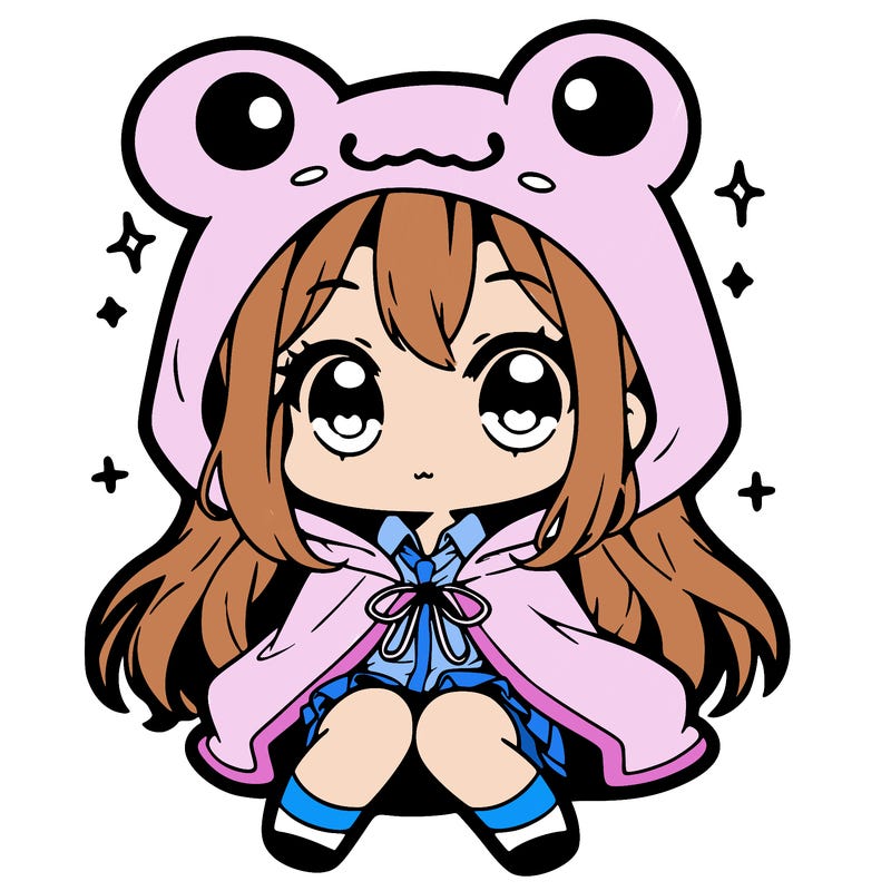 chibi girl with frog hoodie