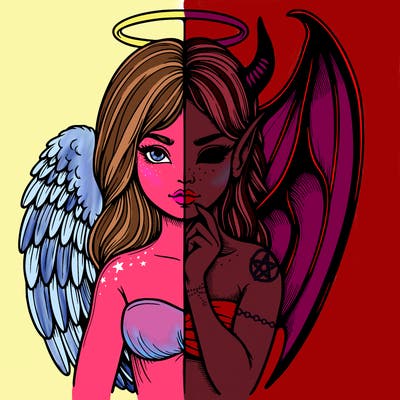 realistic angel half demon