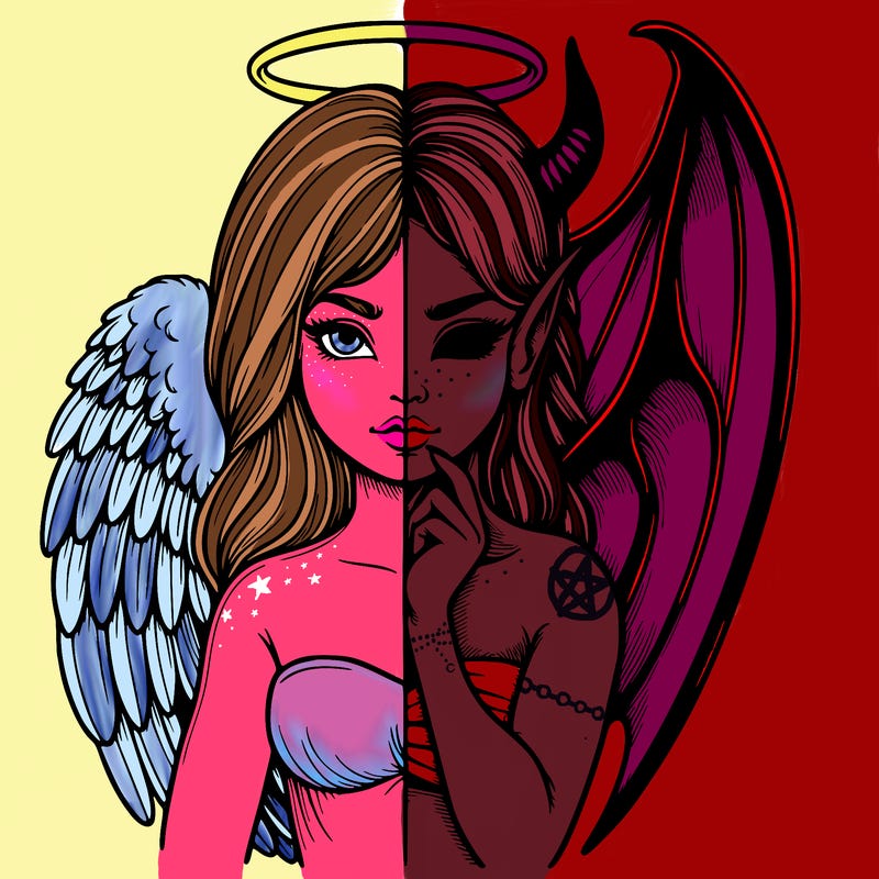 realistic angel half demon