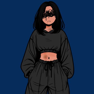 realistic girl faceless with baggy pants and a crop top