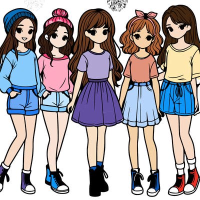 a group of five girls