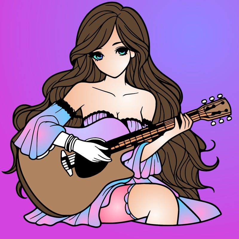 beautiful girl playing the guitar