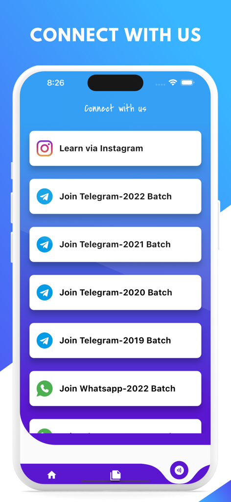 MedNotes -For Medical Students - Interface of MedNotes app showing social media and community group links for medical students