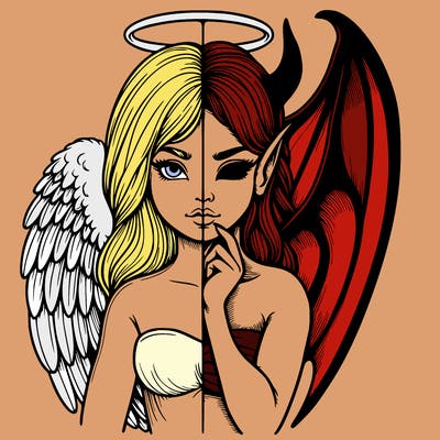 realistic angel half demon