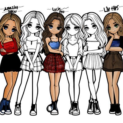 a group of girls realistic