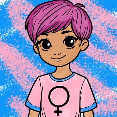 girl with pixie cut and feminist shirt