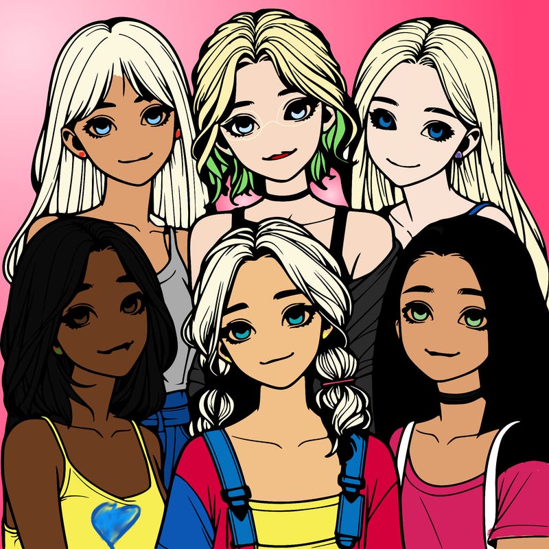 a group of girls realistic
