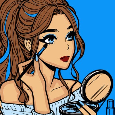 a realistic girl doing her makeup