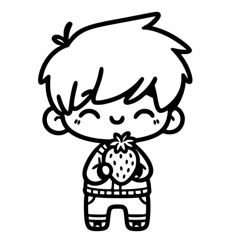 cute human with strawberry