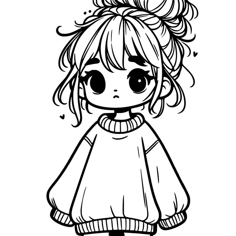 cute girl with baggy jumper and messy bun