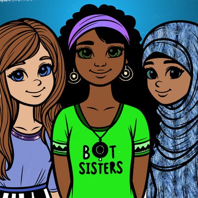 three sisters with a best sisters necklace