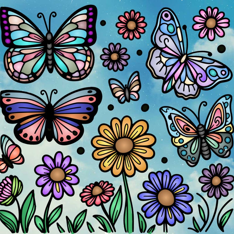 butterflies and flowers