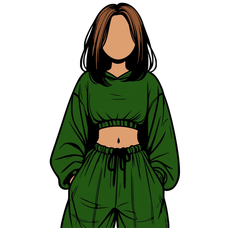 realistic girl faceless with baggy pants and a crop top